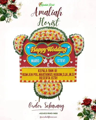 Karangan Papan Bunga Pernikahan di Kemirimuka